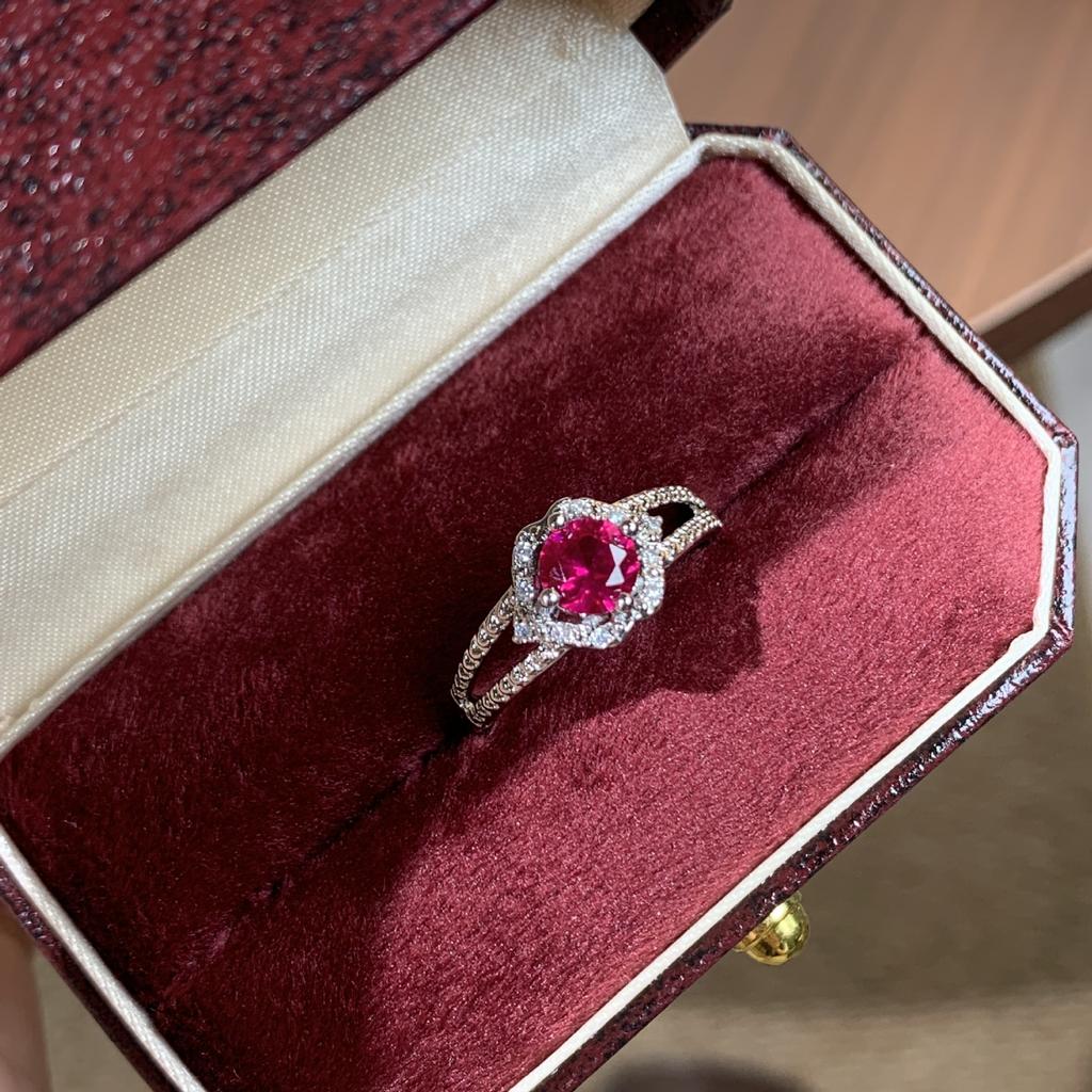 Isn'T The Style Of Light Luxury Cultivation Gemstone 6.0Mm Living Mouth Adjustable Advanced Sense Ring