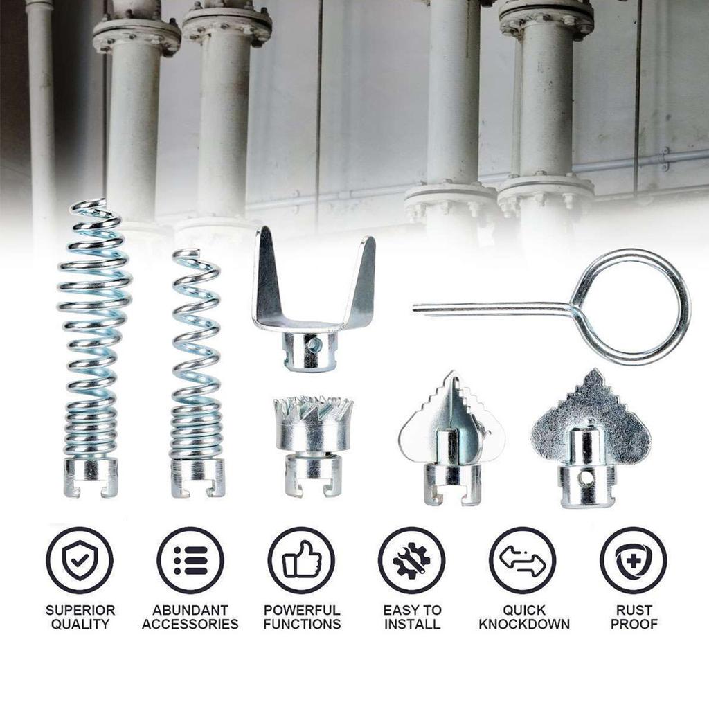 7-delt Avløpsrenser Kombinasjon Kutterhode Rørrengjøringsverktøysett For Effektiv Avløpsåpning På Kjøkken Bad