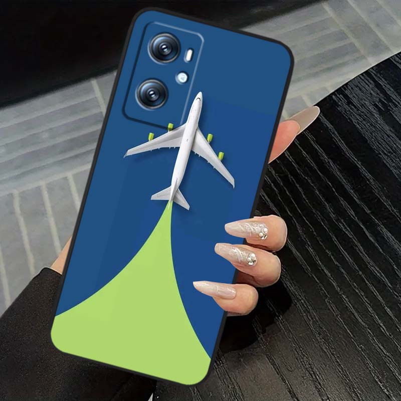 Fashion airplane pattern Phone Case For OPPO Reno 5 6 7 A96 A40 A58 Realme GT A74 A78 Neo2 A74 A78 Find X5 X3 X7 X8 Black