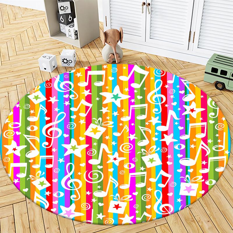 Alfombra redonda de franela con música, alfombras decorativas para sala de estar, alfombras decorativas de lujo para dormitorio, alfombra lavable para salón, alfombra antideslizante