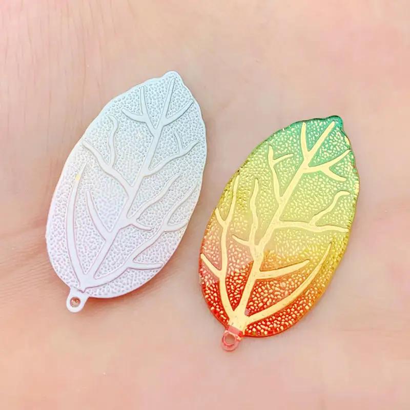 10 Stück 21*40mm Regenbogen Blätterförmige Harz Strass Applikation Kristalle Flatback Steine für Schmuck Handwerk Dekoration Anhänger