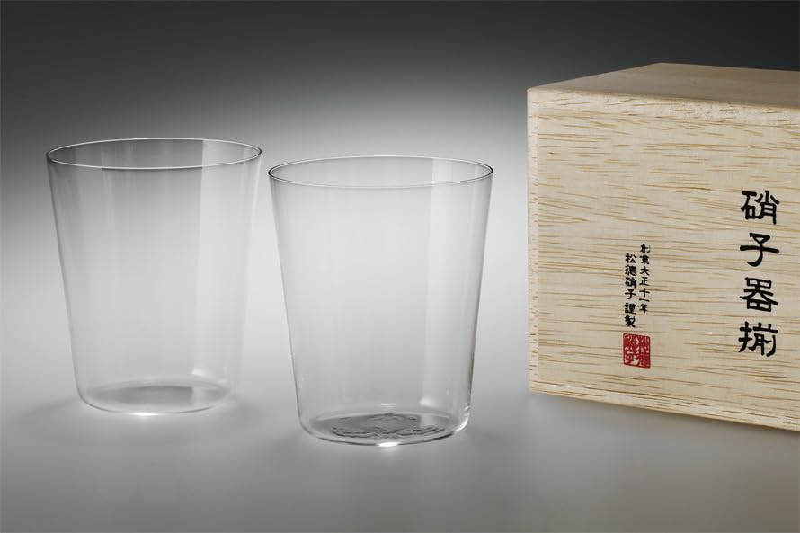 Shotoku Glass Usuhari Glass Old M Set of 2 In Wooden Box