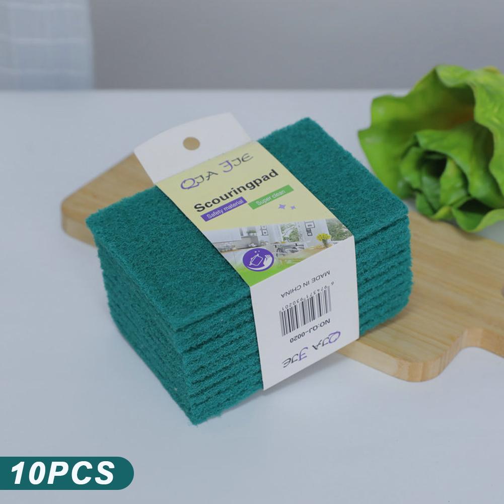 

10 шт. Губки для мытья посуды, чистящие подушечки для скраба, удаление масла, мытье посуды, подушечки для чистки кастрюль, не царапающие, многоразовые, разрезаемые, чистящая тряпка для посуды
