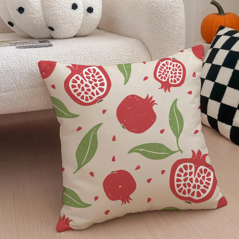 Fresh Vibrant Textile Pattern FFruit Print Art Cushion Cover Throw Pillow Cover Hidden Button Durable Polyester Chair Cushion