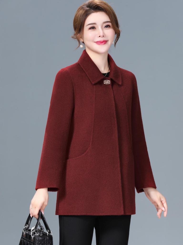 Double-Sided Cashmere Coat for Women - High-End Pure Wool Autumn & Winter Outerwear, Short Mid-Aged Women's Jacket