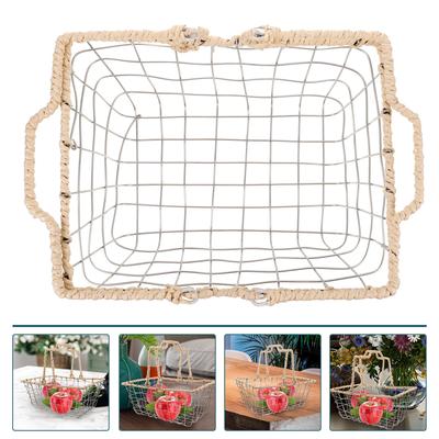 Wire Baskets for Organizing Wrought Iron Storage Fruit Holder Kitchen Countertop