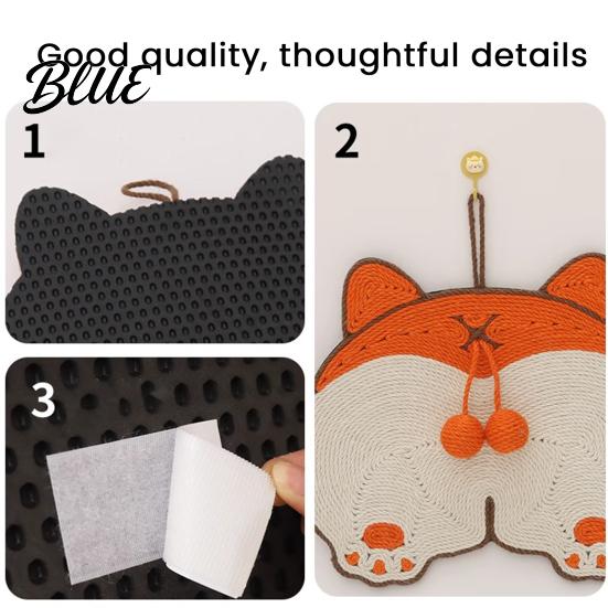 Cat Scratcher with Sticker Interactive Mat Cartoon Pad Sisal Back Glue Design Scratching Toy Tape