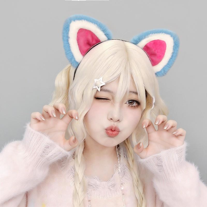 Kpop Cosplay Tiger Ears Headband Tail Set Plush Animal Costume Accessory Anime Convention Stage Performance