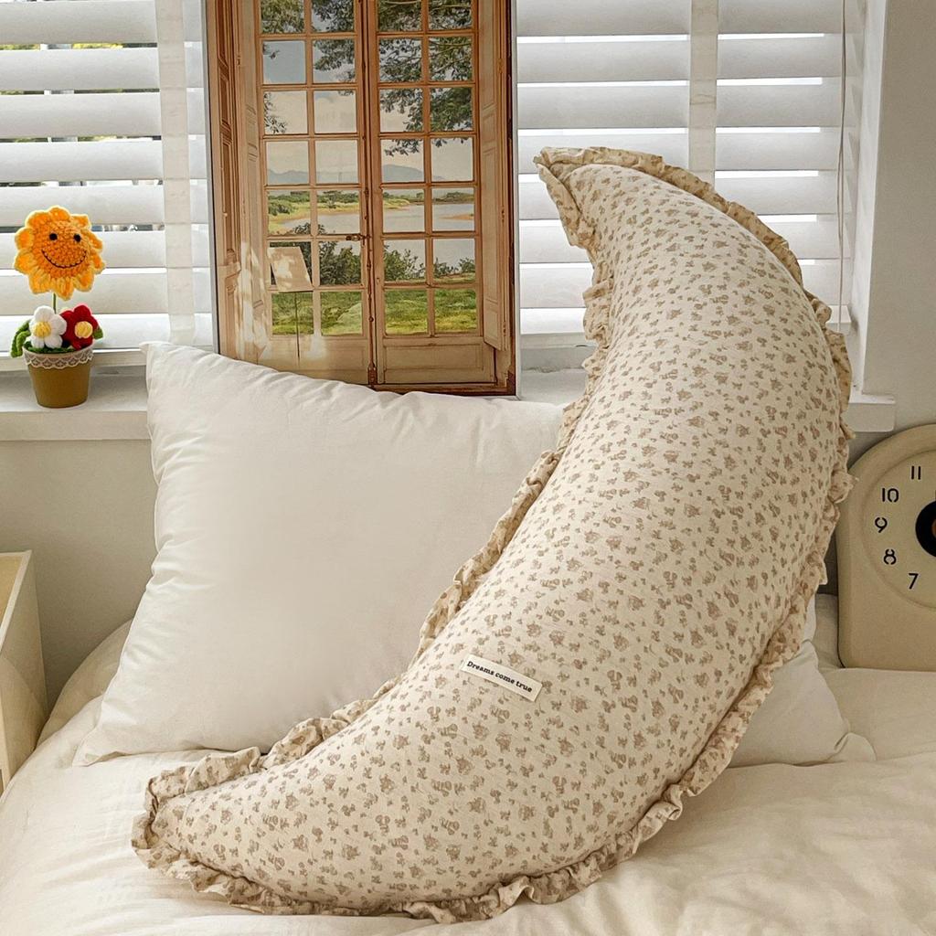 Cotton & Linen Moon Pillow: Baby Soothing, Washable, Pregnancy Support