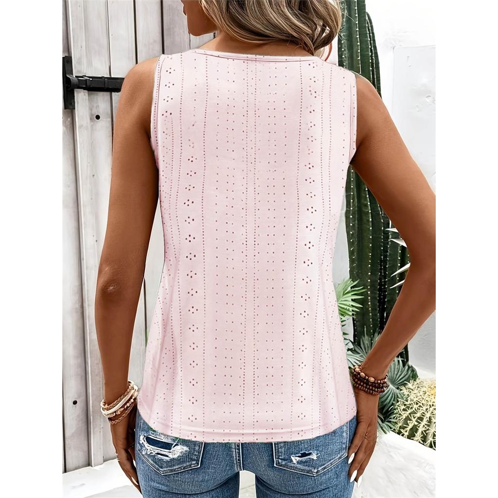 Women's solid color v-neck casual hollow vest