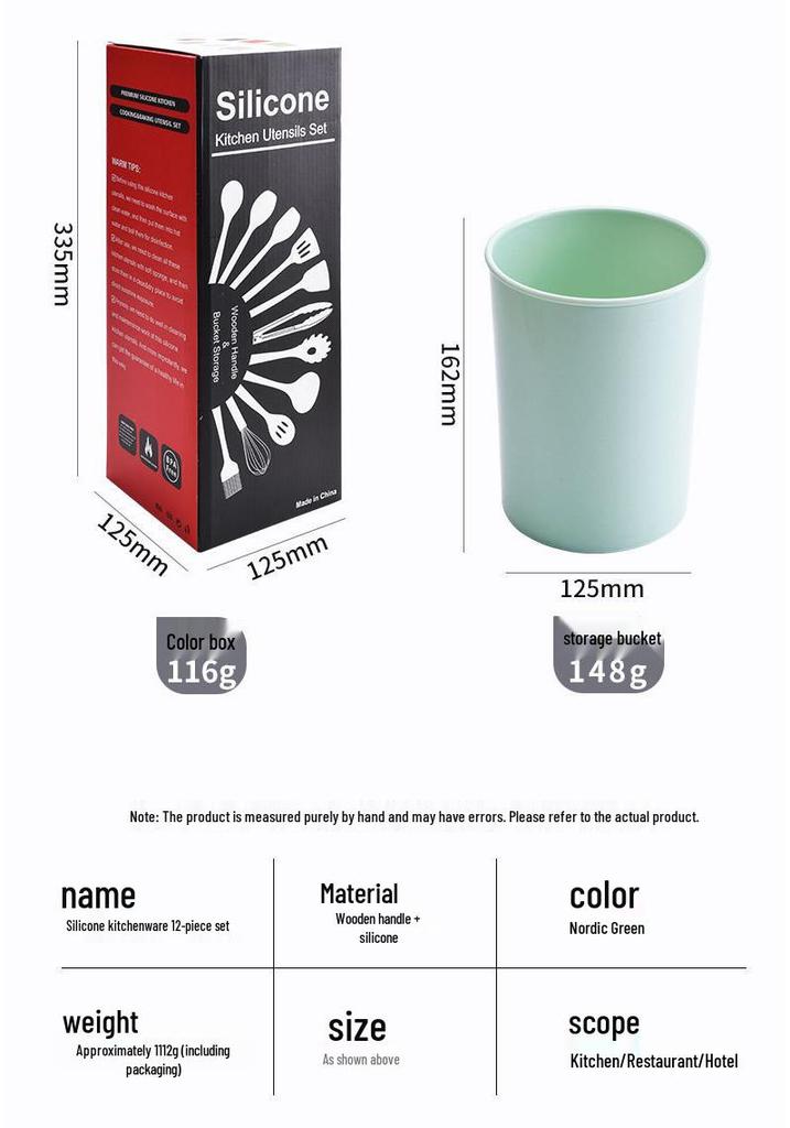 Creative Non-stick Silicone Cookware Set with Wooden Handles