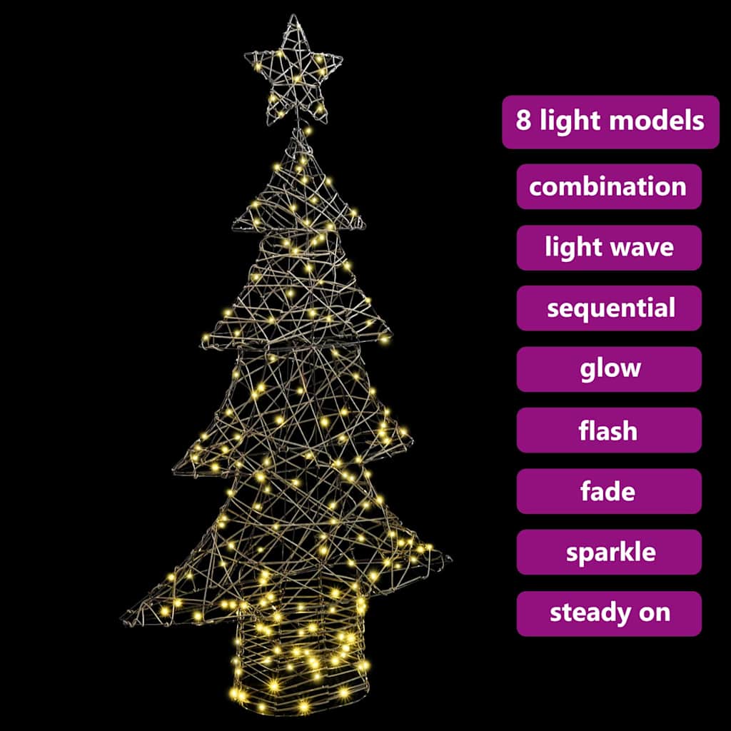 Christmas Tree with 160 Warm White LEDs 150 cm Rattan