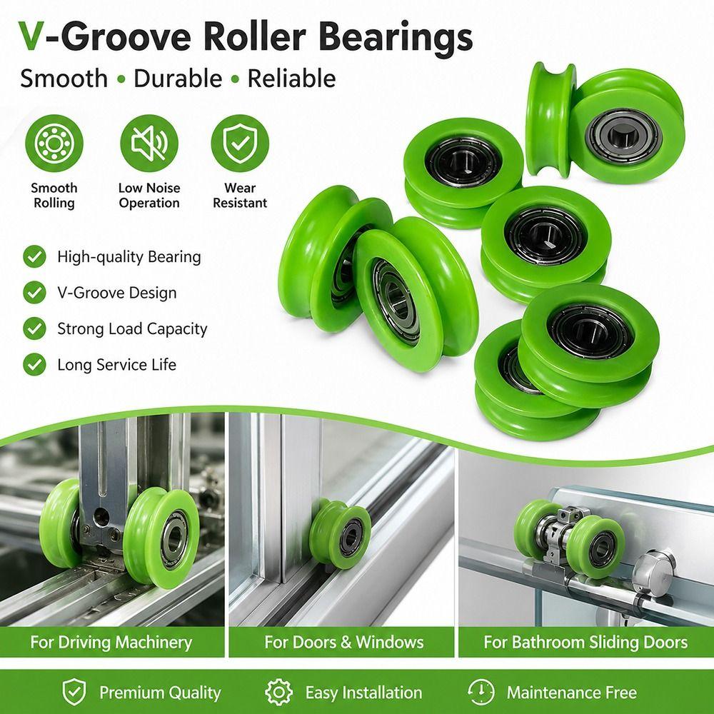 10Pcs Nylon POM Bearing Pulley Stainless Steel Rubber-Coated Pulley for Doors Windows