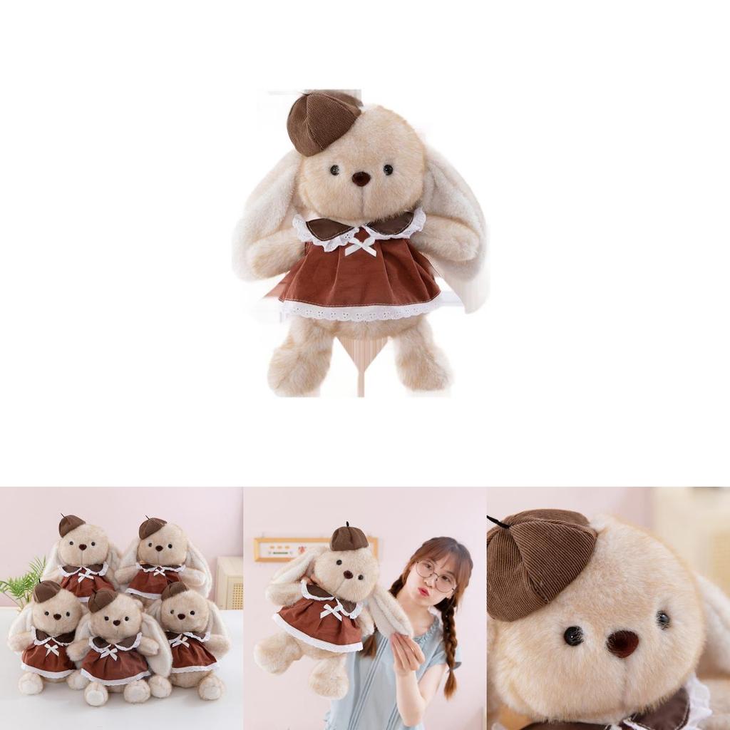 Plush Rabbit Toy For Kids Soft Animal Plush Pillow Gift With Dress And Hat Decoration
