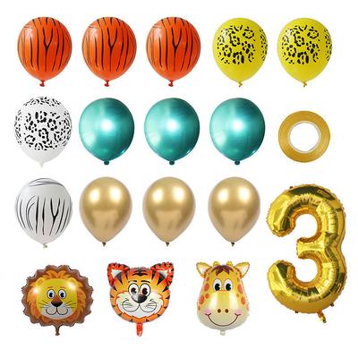 18pcs Jungle Animal Balloons Set Chrome Latex Balloon 30inch Gold Number Globos Kids Birthday Party Baby Shower Decor
