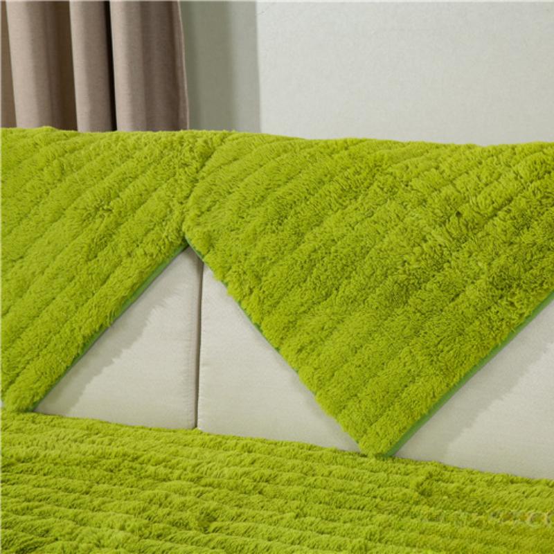 Modern Solid Color Long Winter Plush Sofa Cushion Fully Wrapped Quilted Universal Simple Cover Home Living Room Decoration Anti Slip Backrest Towel