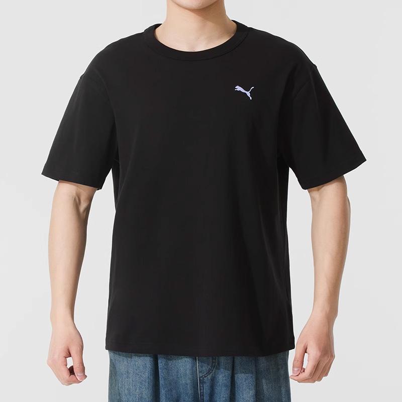 Puma Graphic Logo Breathable Crew Neck Short Sleeve T-Shirt Men Tops Black 633134-01