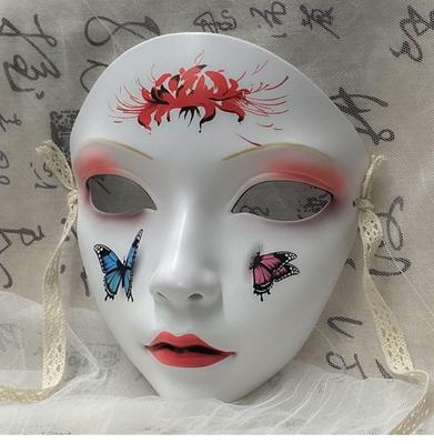 Maskerade-Vollgesichtsmaske im chinesischen Stil, handbemalt für Damen - Hanfu-Party-Accessoire