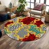 Animal Print Rug with Gold Baroque Accents Print Round Rug, Living Room, Bedroom, Playroom Carpet, Non Slip Floor Mat, Gift