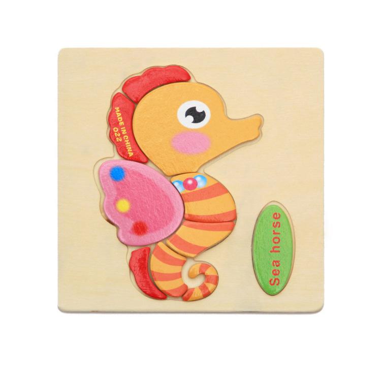 Cartoon Animal Fruit Car Pattern Wooden 3D Puzzle Baby Intelligence Early Learning Educational Toy Cute Wood Puzzle For Kids