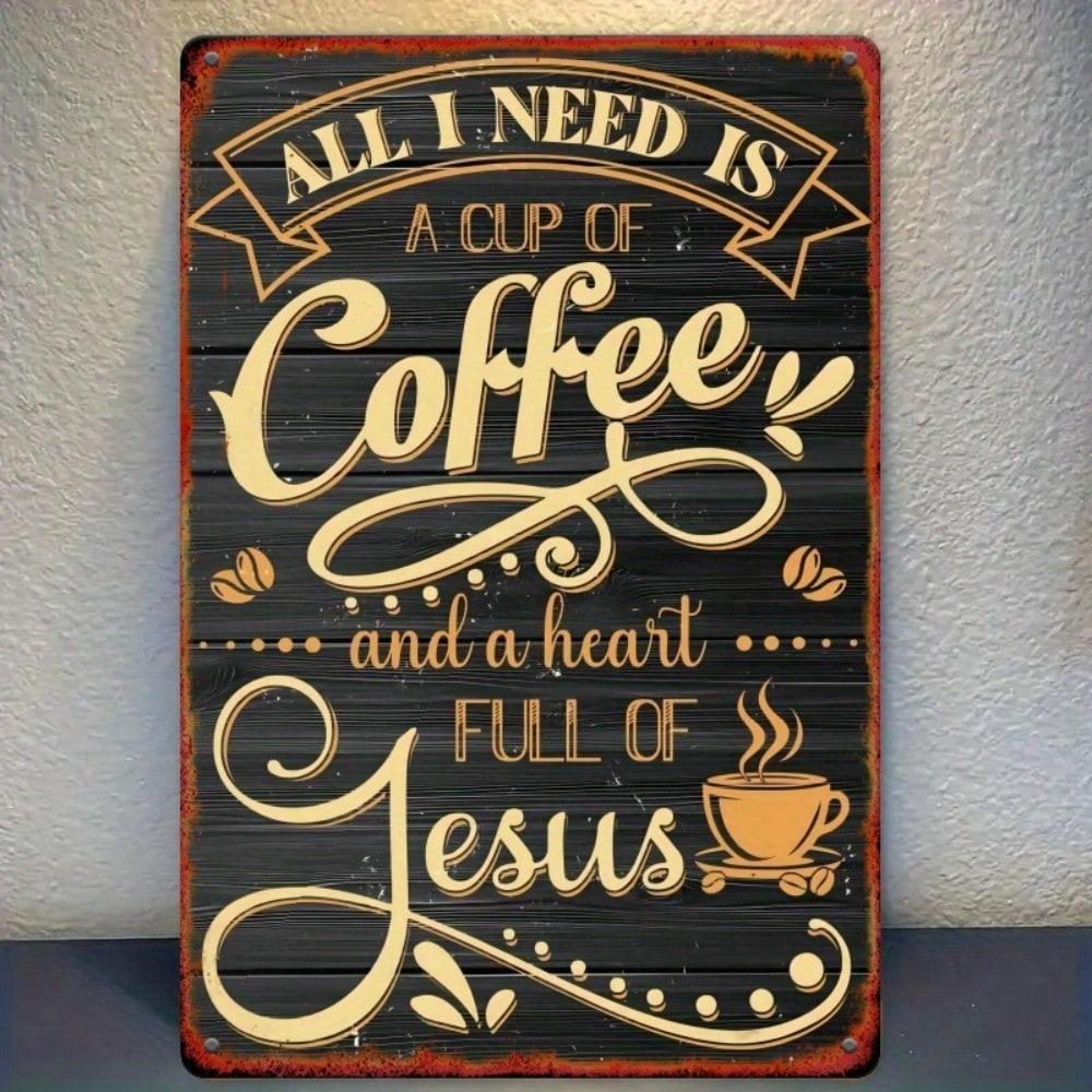 

Christian Metal Tin Sign Funny Coffee Lover Poster Wall Decor for Kitchen TYA86129 різнокольоровий