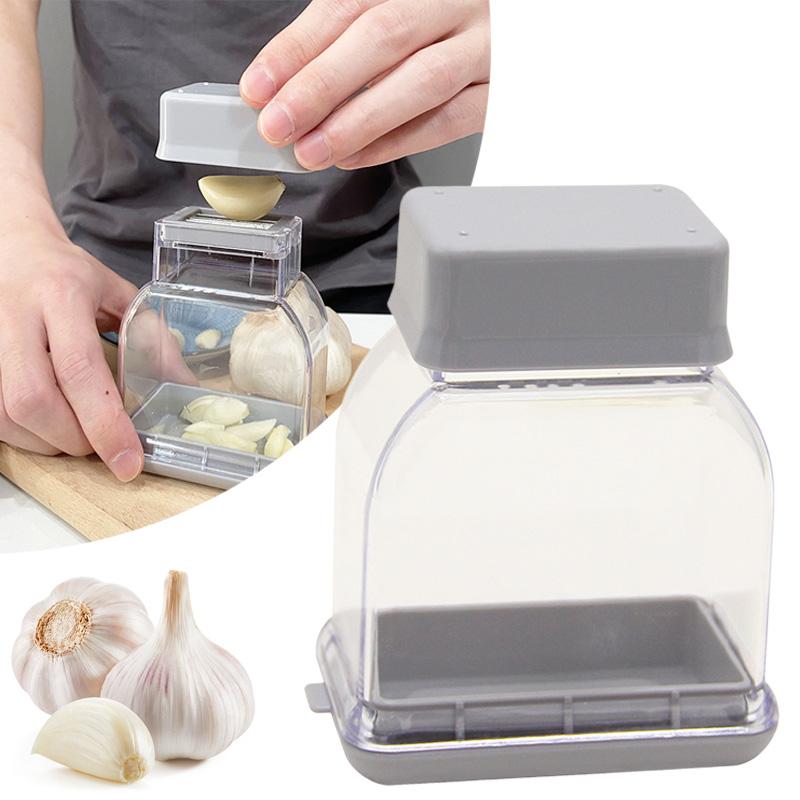 Effortless Manual Garlic Press Slicer with Storage Box Professional Hand Press Garlic Cutter Plastic Detachable Garlic Smasher