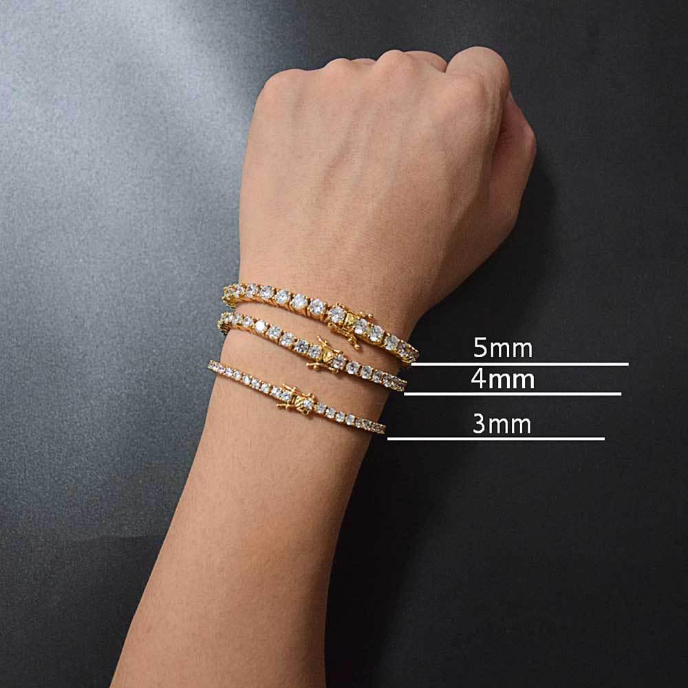 Trendy 18K zlatem pozlacený tenisový náramek se zirkony pro muže – Hip-hopový styl