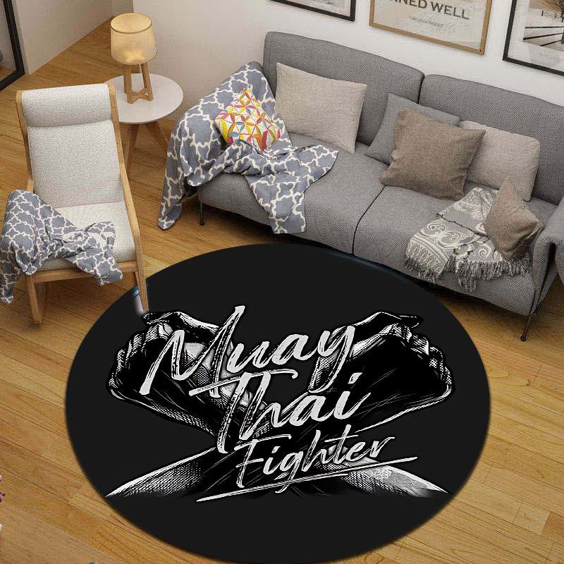 Whimsical Round Cat Multicolor Accent Rug, Non-Slip Floor Mat for Living Room