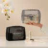 Large Capacity Mesh Cosmetic Bag Translucent Travel Storage Bag Zipper Lightweight Toiletry Bag