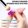Round Nail Sponges Nail Gradient Sponge Pen Double Head Sponge Nail Brush Rhinestones Handle Acrylic Nail Painting Brush