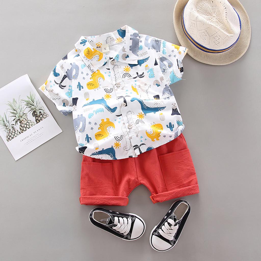 1-4Years Infant Baby Boys Clothes Set Cartoon T-shirt Tops+Shorts Summer Outfits