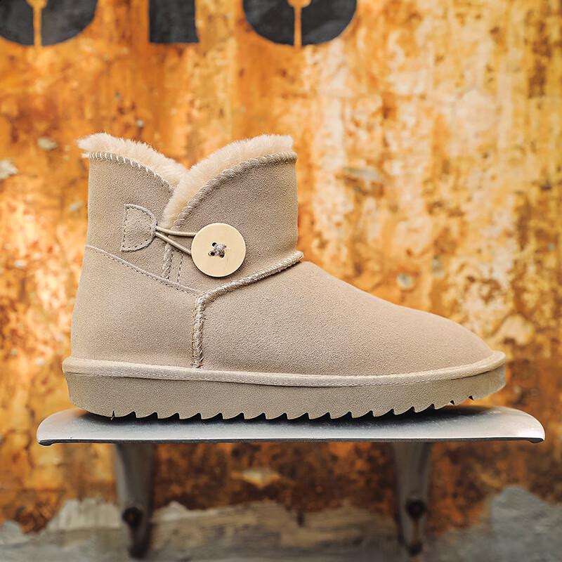 Shenbaolai Women s Khaki Short Snow Boots