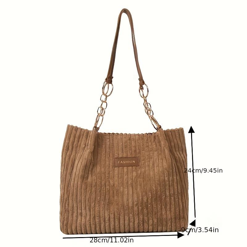 Bolso Tote de Pana para Mujer de Gran Capacidad Estilo Casual Simple Elegante para Desplazamiento Bolso de Hombro con Cierre de Cremallera