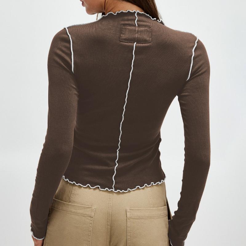 Early Autumn New High-neck, Niche Lace Top, Long-sleeved T-shirt, Trendy Style, Slim and Versatile Base Layer