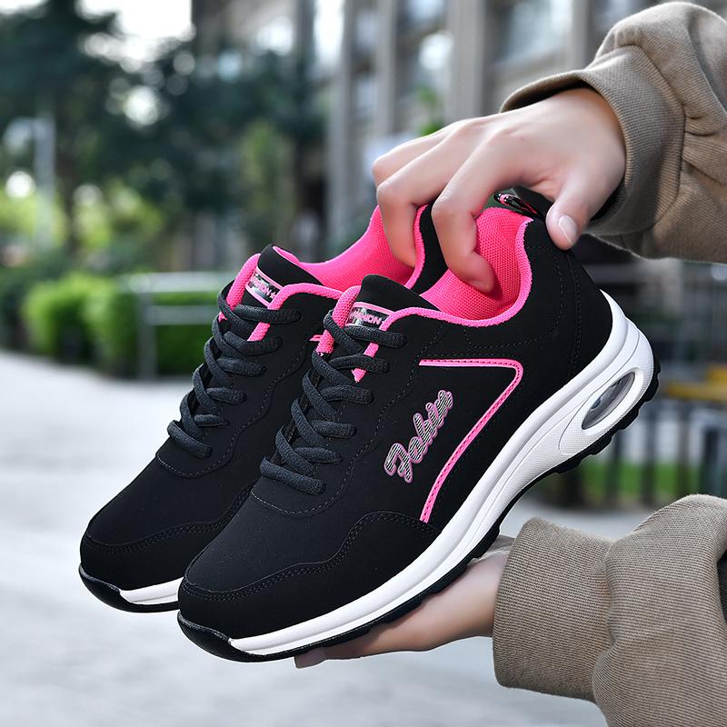 Women Sport Shoes Fashion Black Purple Sneakers Air Cushion Lady Walking Shoes Lightweight Outdoor Running Footwear Tenis