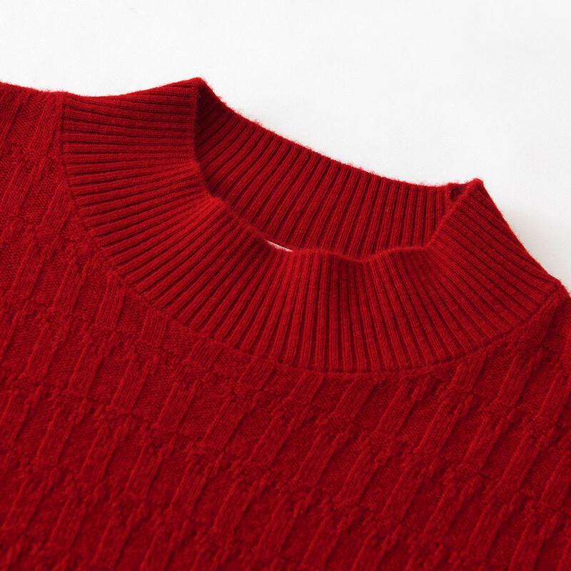 TUHUANG Women's Pure Wool Half-Turtleneck Slim-Fit Knit Pullover