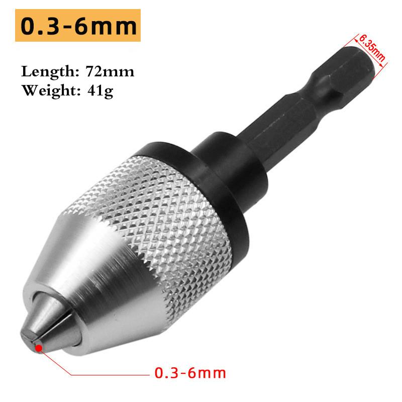 Hex Drill Bits Adapter Keyless Shaft Chuck Clamp 0.3-8 Mm Electric Motor Shaft Mini Chuck Fixture 1/4 ''Hex Shank Drill Chuck