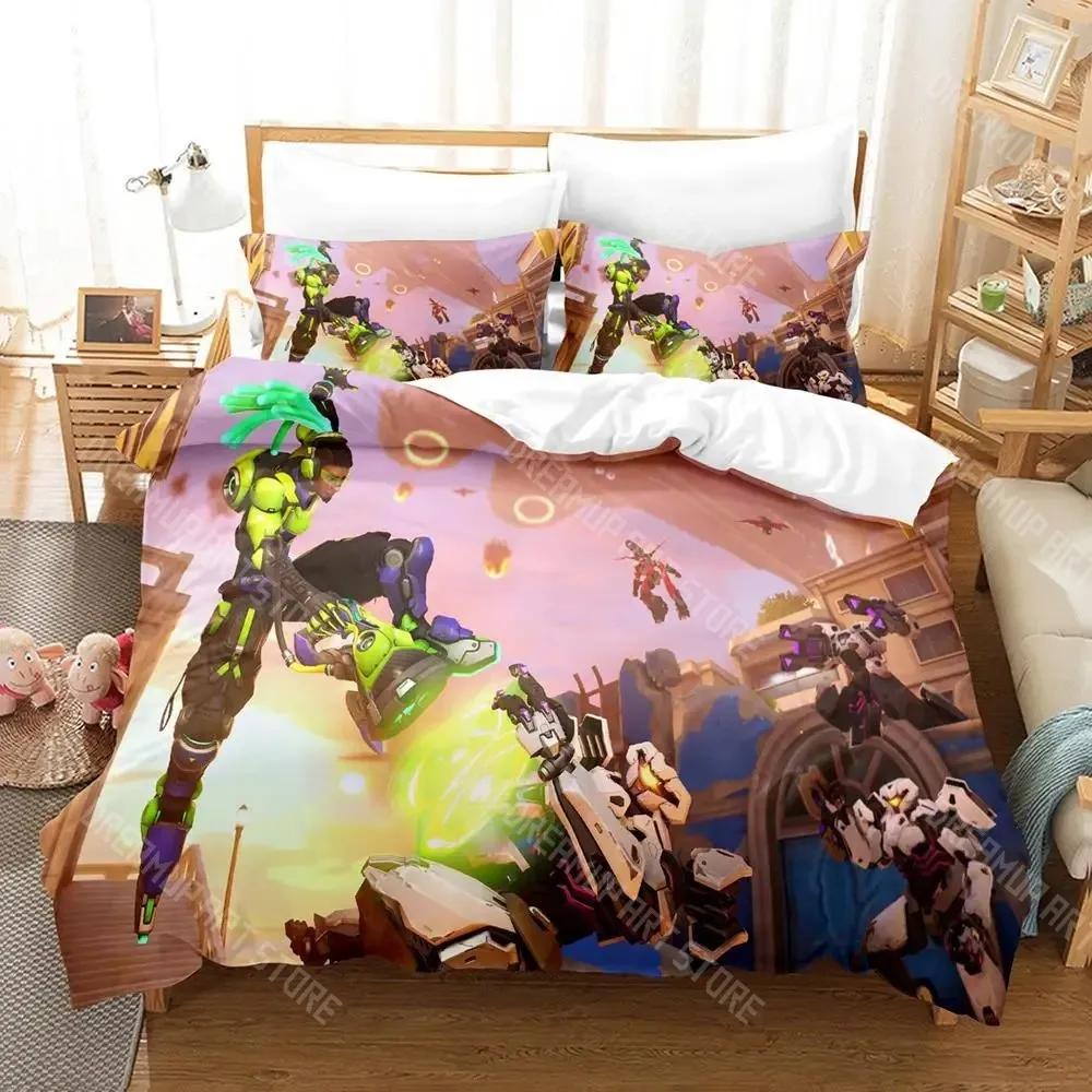Overwatch 2 Bedding Set Boys Girl Twin Queen King Size Duvet Cover Pillowcase Bed Boys Adult Home Textiles