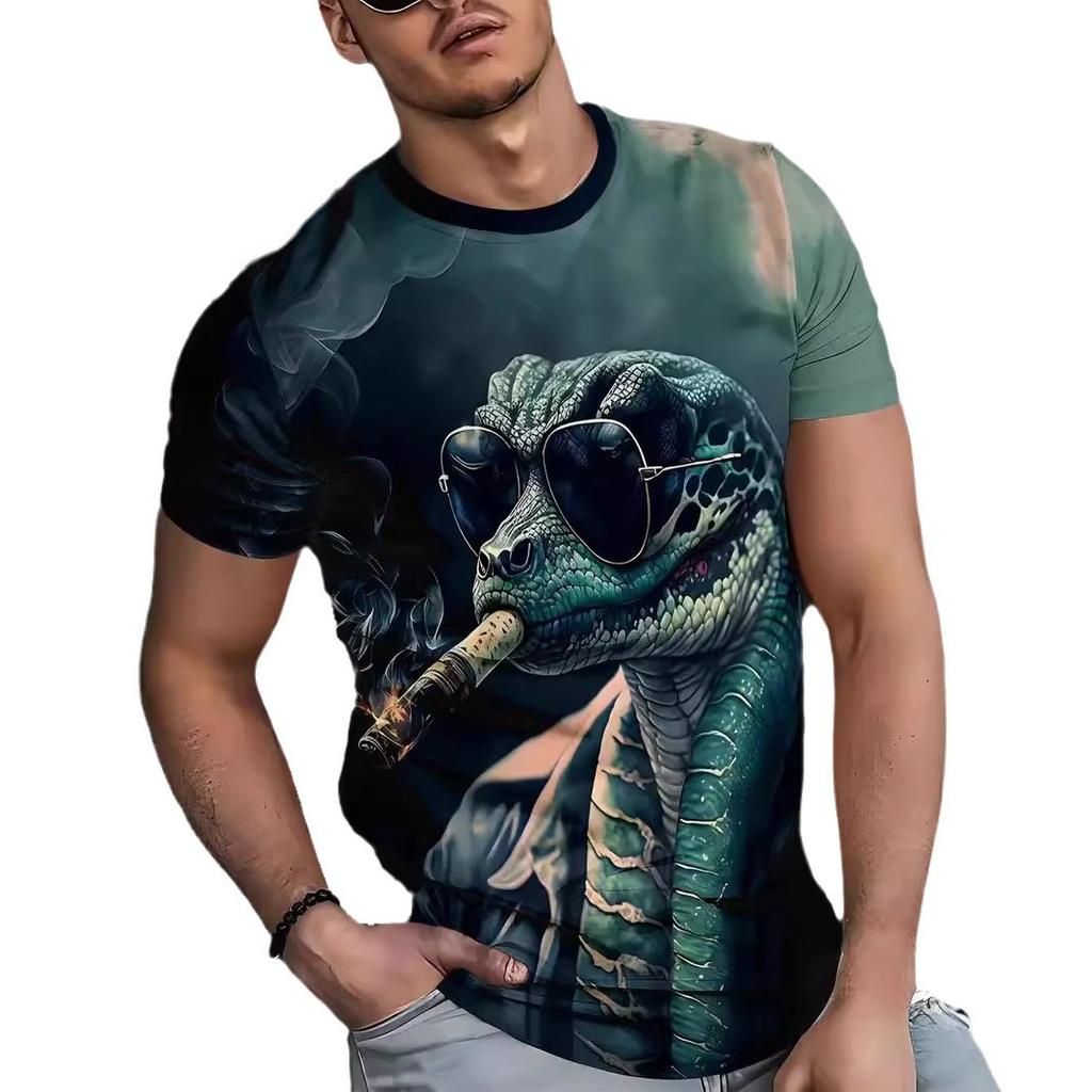 Summer Round Neck 3D Print Top Fashionable Casual Short Sleeved Men's T-shirts