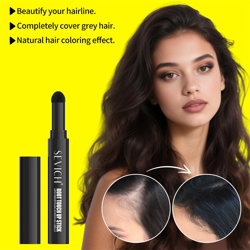 SEVICH 2g Root Touch Up Stick Hairline Powder, Hair Root Concealer for Gray Hair Coverage, Hair Shadow Powder Stick for Thinning Hair Black Dark Brown