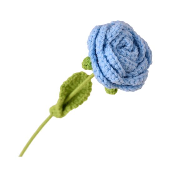 Simulated Flowers Handmade Scented Crochet Fake Flower with Steel Wire