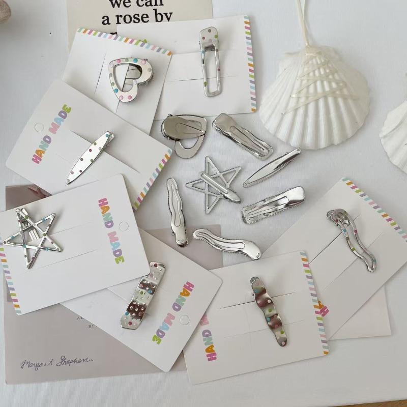 Farbiger Polka-Dot Metall-Haarspange Damen Stirn abgebrochene Haare Seitenclip Süßes Cooles Mädchen Entenschnabel-Clip Ins-Stil Haarspange Haarschmuck
