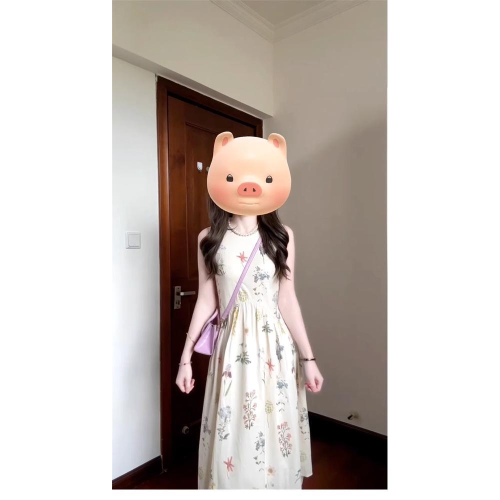 

Французское милое цветочное платье-жилет без рукавов женское летнее новое нежное отпускной стиль талия универсальная длинная юбка XL- (recommended 110-60kg)