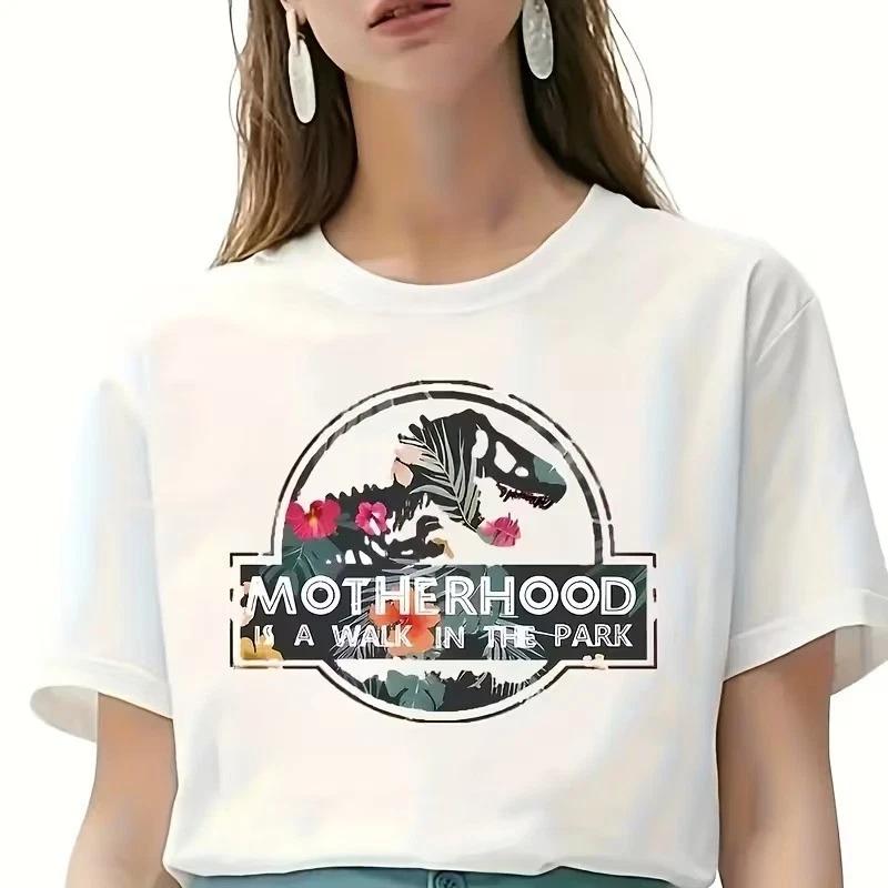 Motherhood Is A Walk In The Park Tshirt Jurassic Funny Mom Life Gift Graphic Tee 3XL
