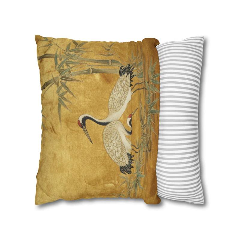 VIKAMA Federa per Cuscino a Forma di Gru in Stile Giapponese Morbido Cuscino per Divano Soggiorno Copricuscino Tè Camera da Letto Decorazione per la Casa Federa