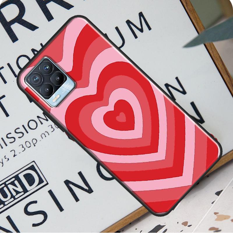 Latte Love Brown Heart Swirl Aesthetic Case For Realme 8 Pro 8i GT Master GT Neo 2 C21 Back Cover For OnePlus Nord 2 8T 9R 9 Pro