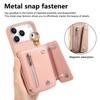 For iPhone 17 Pro Case D-Ring Holder Leather + PC + TPU Phone Cover with Wallet Kickstand
