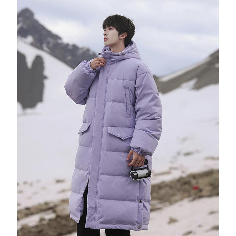 

Men s White Duck Down Hooded Winter Jacket 2025 - Mid-Length, Thickened, Warm, Couple Style 2XL