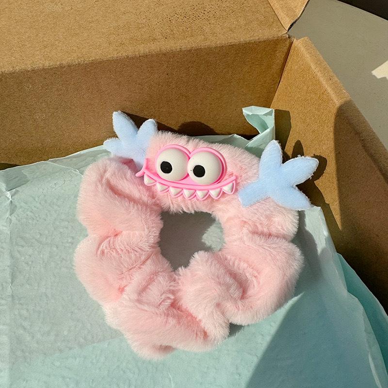 Cartoon Small Monster Plush Scrunchies Elastic Hair Bands Winter Funny Hair Tie Rope Cute Children's Kawaii Accessories