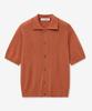 Blond9 Soft Cable Collar Short Sleeve Cardigan_Orange
